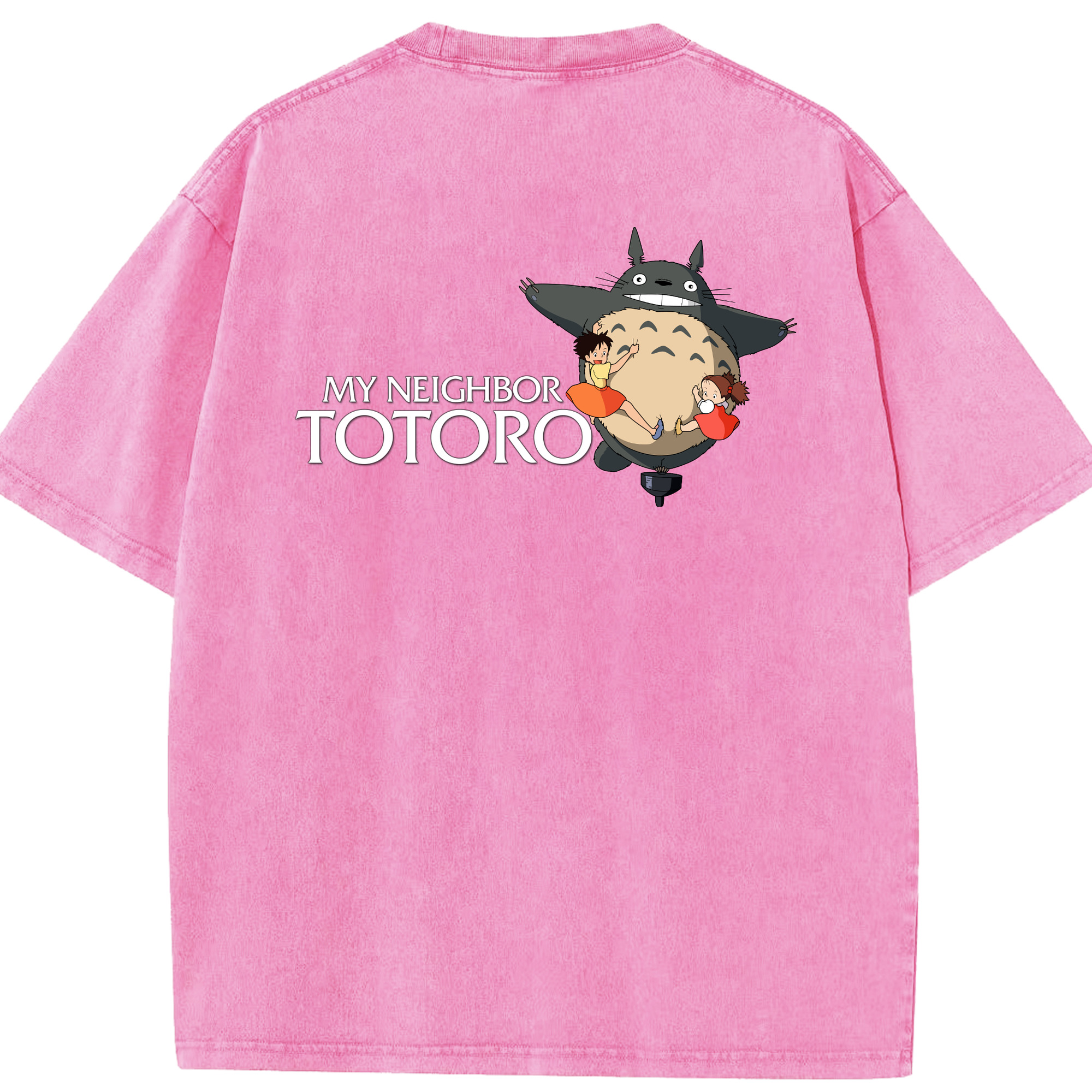 （画像用） となりのトトロ 草壁メイ 草壁サツキ My Neighbor Totoro Satsuki Kusakabe Mei Kusakabe 綿100% ヴィンテージ風 半袖Tシャツ（背面プリント）
